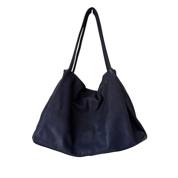 HOBO Prima Soft Leather Tote Shoulder Bag Purse Navy Blue - Picture 2 of 16